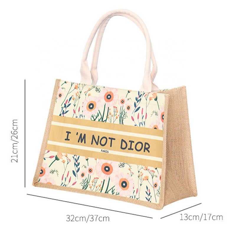 ODM White Red Linen Printed Jute Bags 16oz Thickness