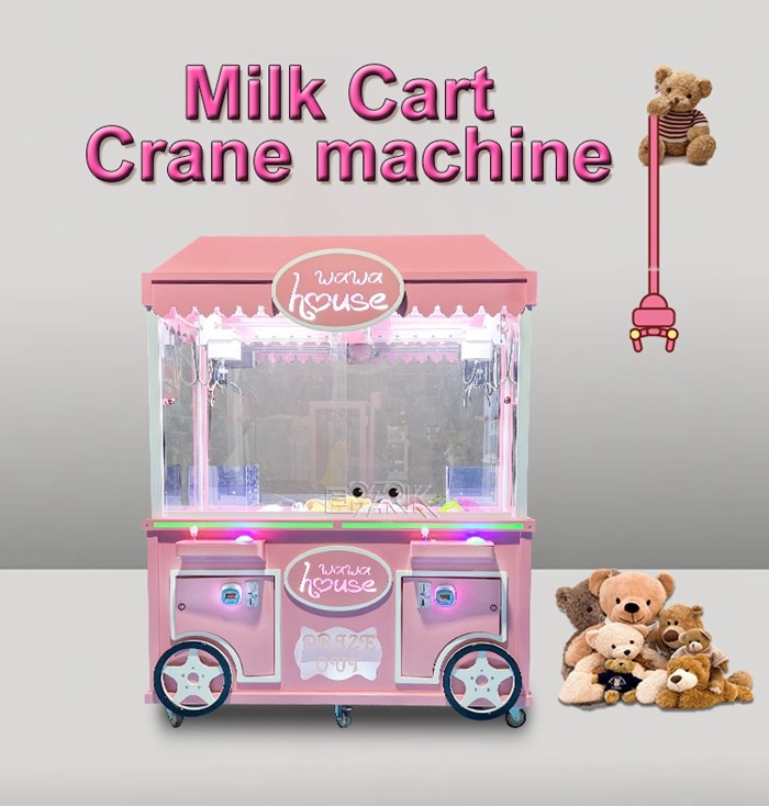 Coin Operated Milk Cart Crane Game Machine Double Players Arcade Claw Machine