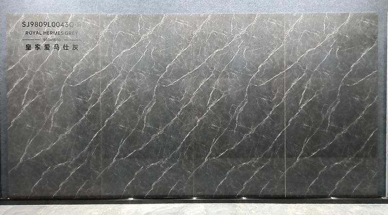 Luxury Black Marble Look W.A0.5% Gray Polished Glazed Porcelain Tile900x1800x9mm Indoor Floor For Interior Design And Decoration