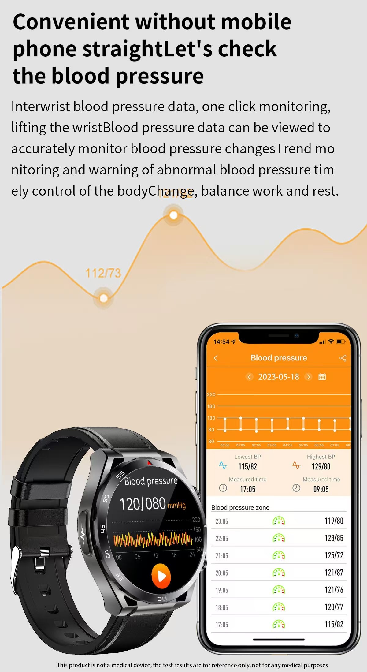 ET450 SmartWatch Blood Press Oxygen Temperature Health Monitoring ECG PPG Smart Watch