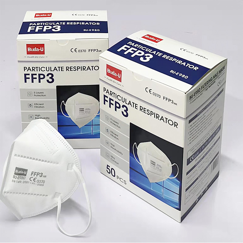 EN149 FFP3 Face Mask , Breathable FFP3 Protective Face Mask With Elastic Earloop , With No Valve , White Color
