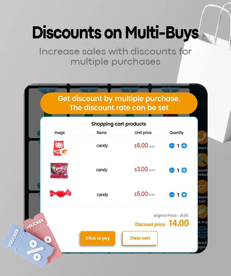 Smart Candy corner Vending Machine with 21.5-Inch Touchscreen Multiple Payment Options Candy Vending Machine
