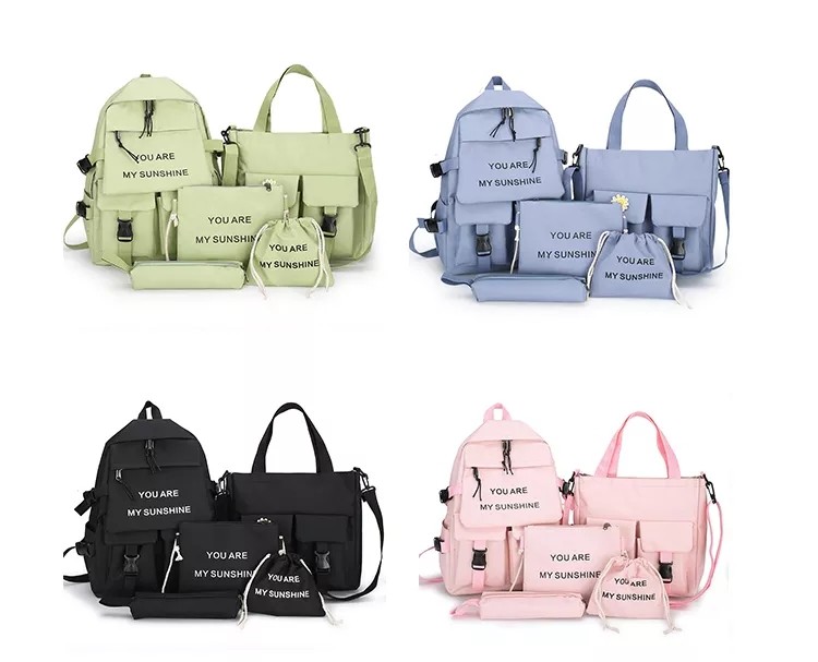 Travel Laptop Backpack School Bag Sets Girl Solid Color With Pencil-Case Wholesale