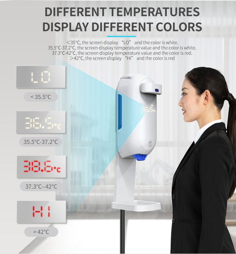 Floor Standing 1100ml Automatic Soap Dispensers Temperature Measure