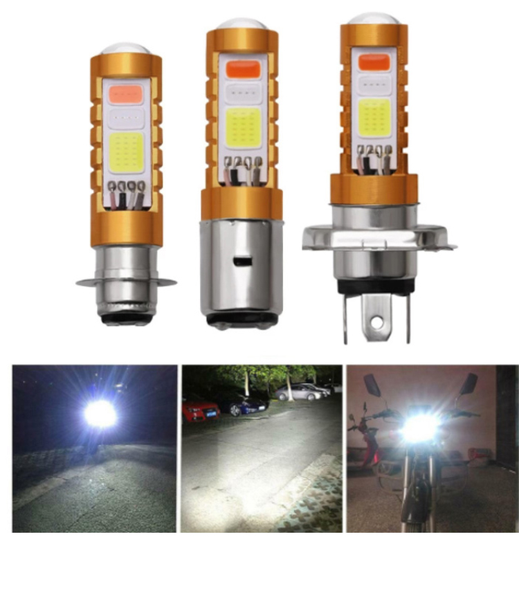 3 Colors COB LED Headlight H4 H6 80W P15D BA20D White Blue Red