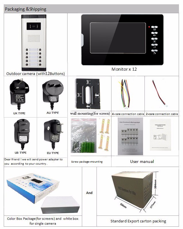 CK-104 @smart door bell 7 inch color screen and Intercom Video Door Phone for multi-apartment