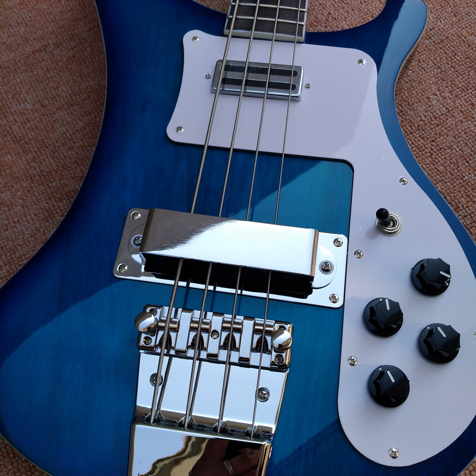 2017 Best Bass Top quality Rick 4003 model Ricken 4 strings Electric Bass guitar in blue color, Chrome hardware, Free sh