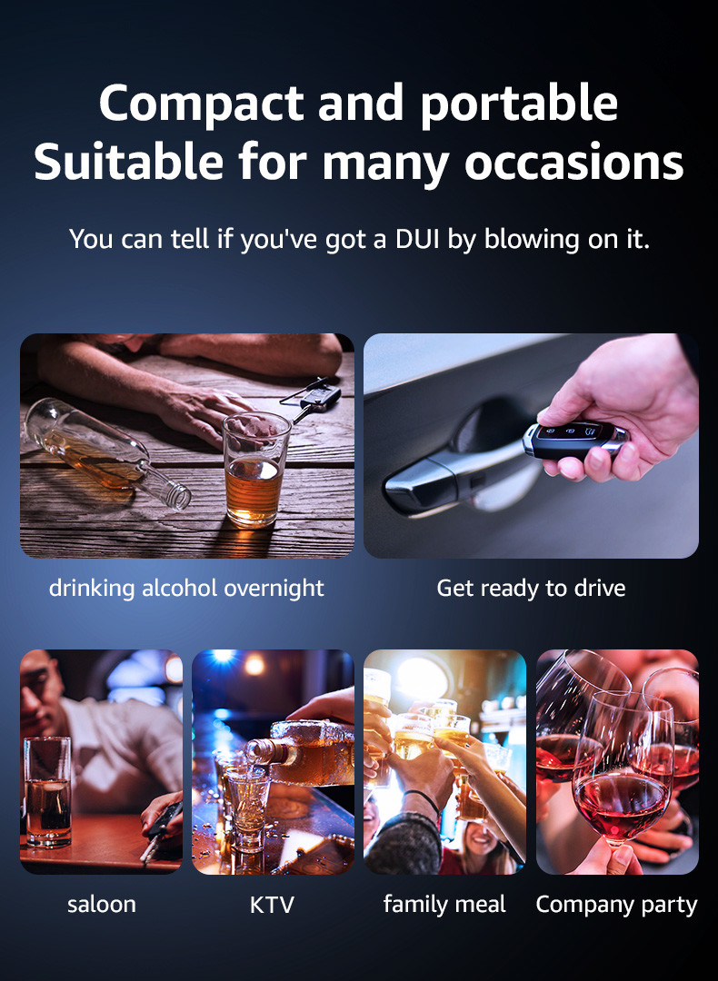 Non Contact Portable Alcohol Breath Tester Pocket Alcohol Tester Device With LCD Display Mr black 1000