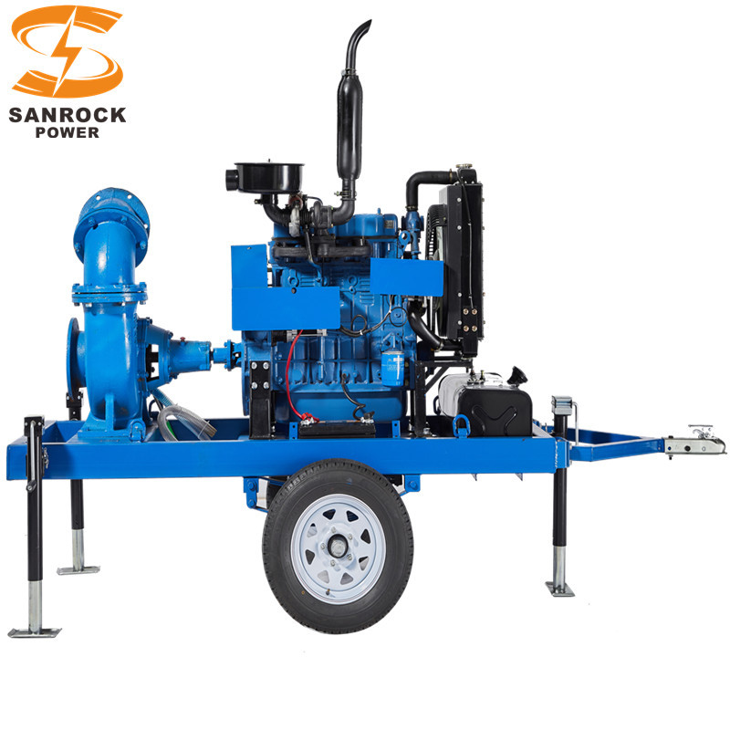 Efficient 2 Wheeled High Pressure Water Pump Agricultural Irrigation Diesel Water Pump