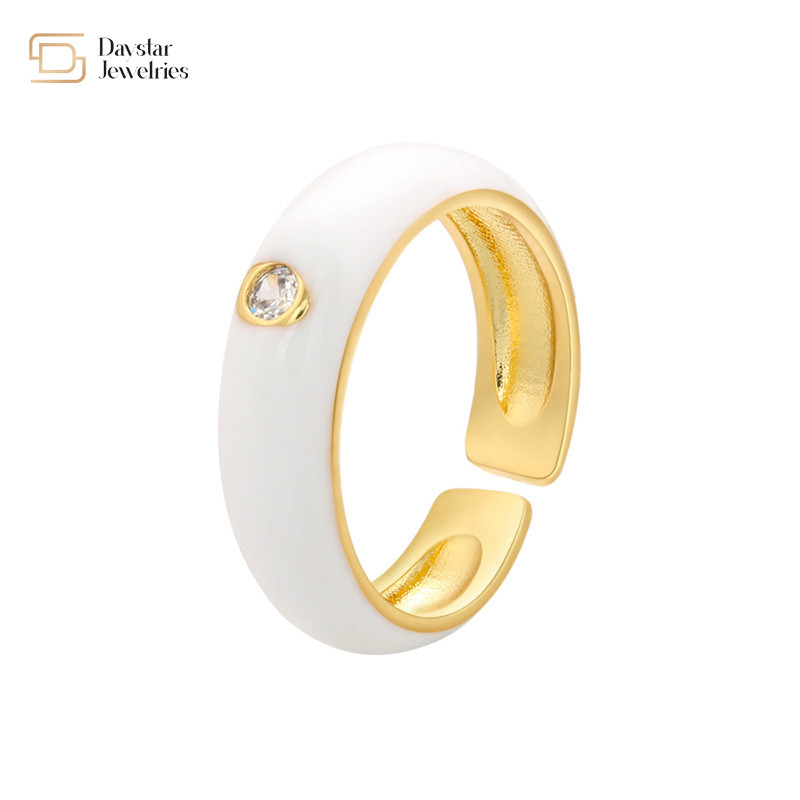 Simple Zircon Chunky Dripping Oil Rings Adjustable Summer Jewelry