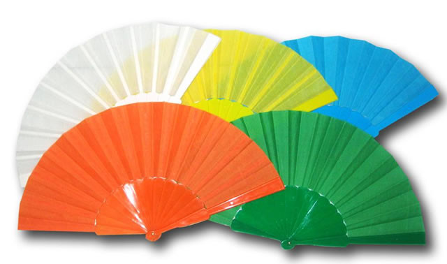 Solid Color Fabric Personalized Folding Hand Fans With Plastic Handle