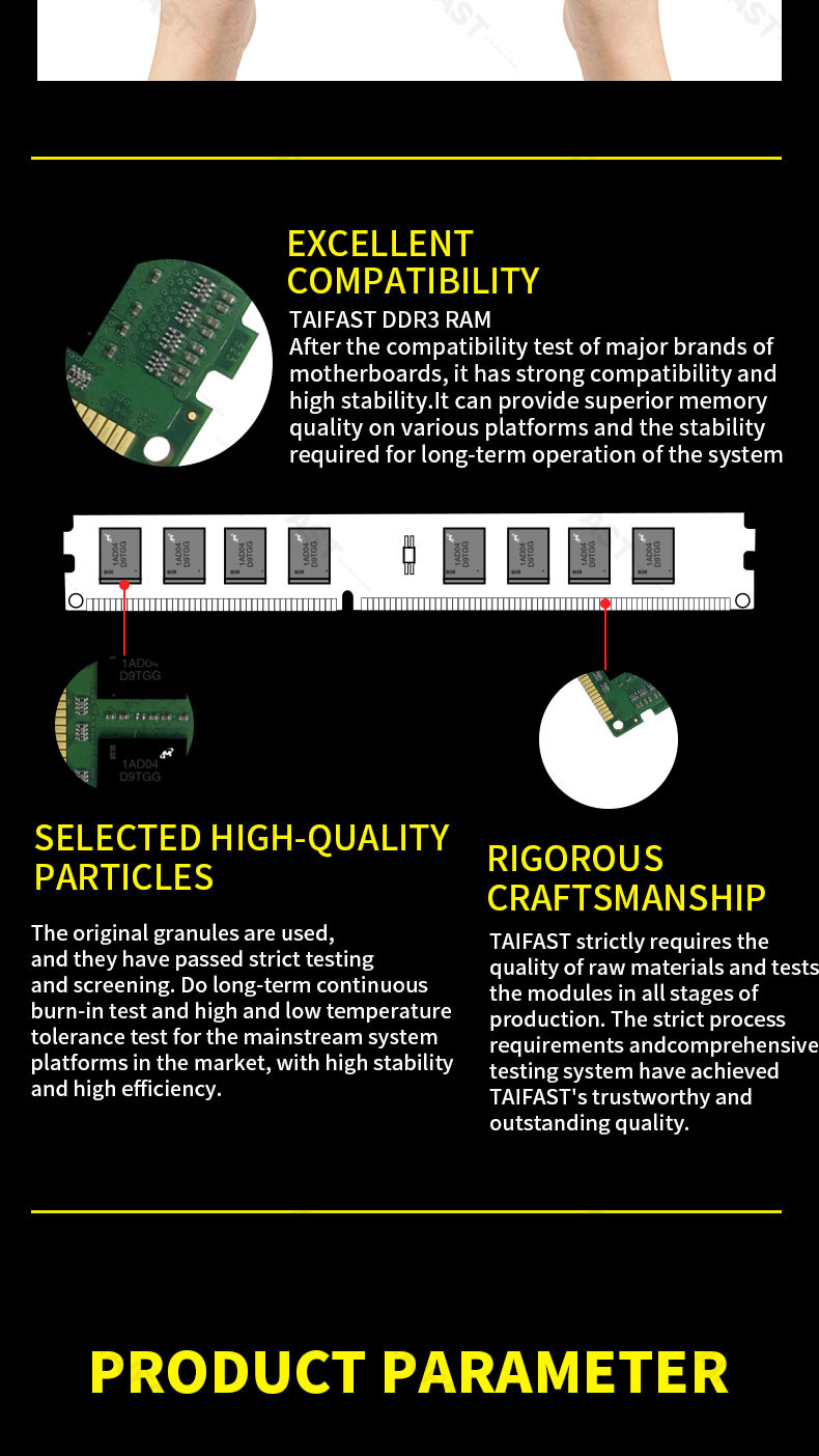 2GB PC DDR3 Ram For Desktop PC3-12800 Memory Ram Taifast 1600MHZ 1.5V