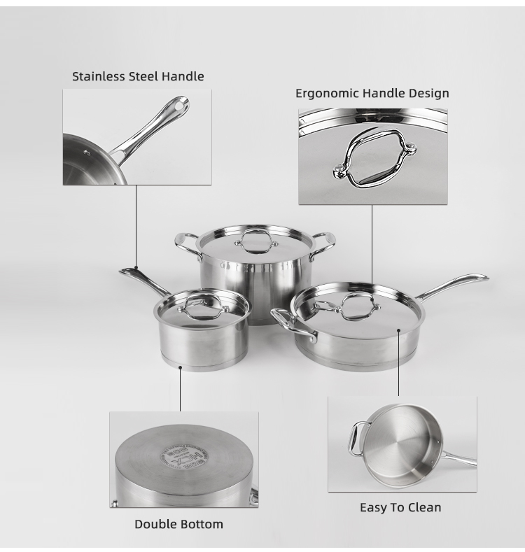 High Quality 304 Stainless Steel Ware 12pcs Cookware Set Cooking Food Pot