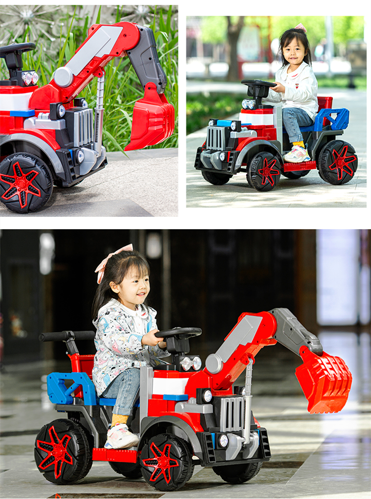 G.W. N.W 15KG/12KG LED Colorful Headlights 6v All-electric Construction Truck Car for Kids