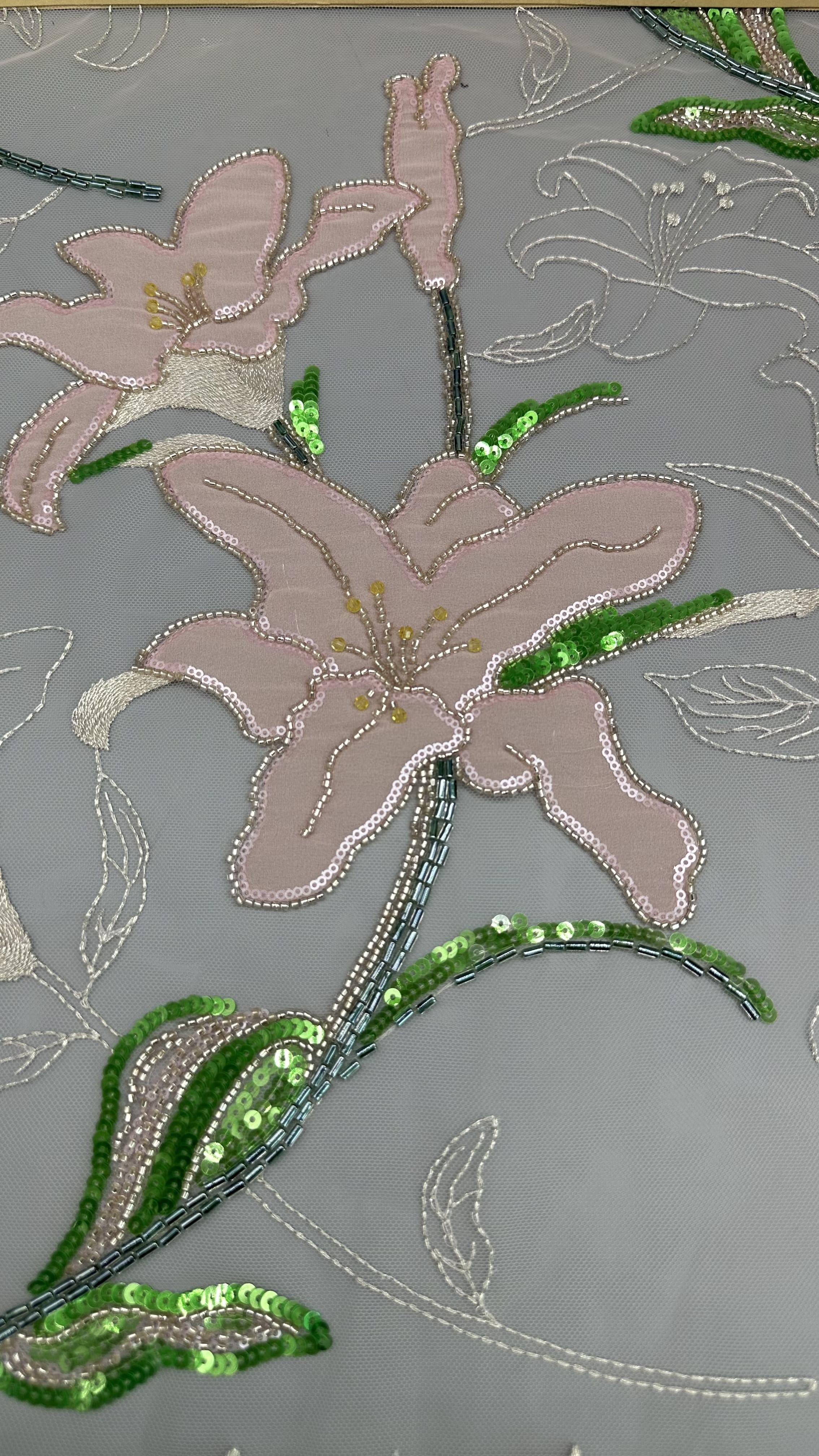 Beaded Embroiderey Lace Fabric Mesh Sequin Floral Elegant Sequin Lace Fabric Luxury Occasion Fabric