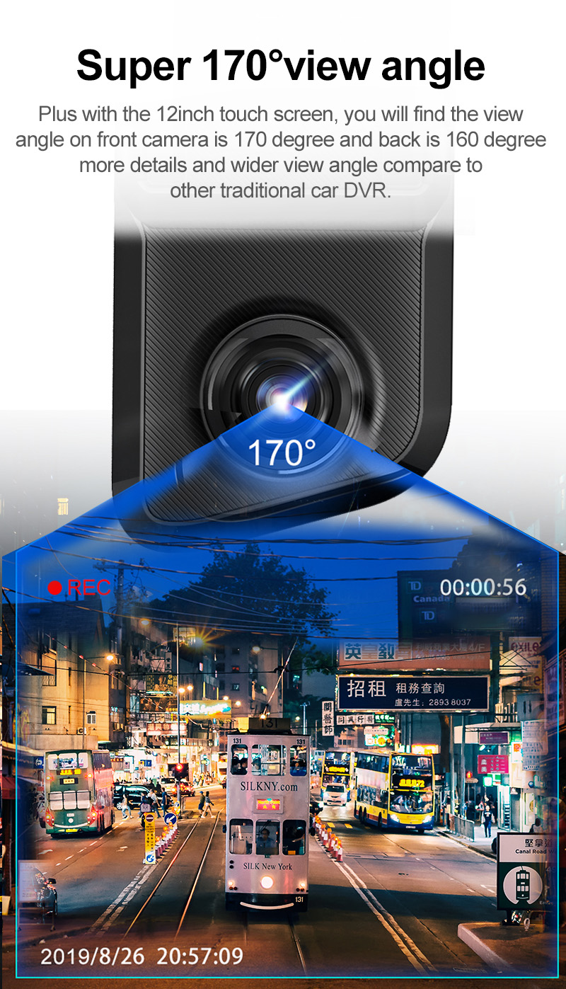 Security Mirror DVR FCC 1080p Full HD Dash Cam Built In G Sensor