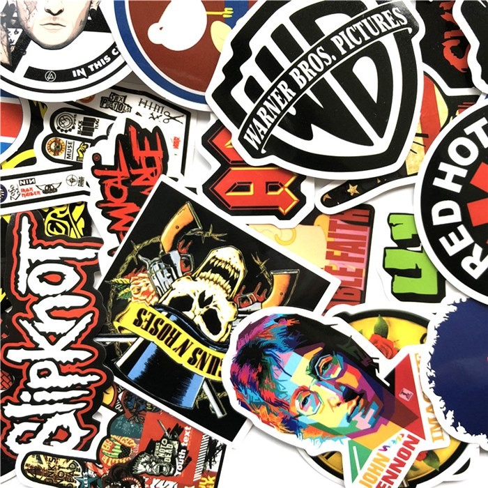 52pcs Mixed PVC Sticker Printing Metal Wire Drawing Sticker For Home Decoration