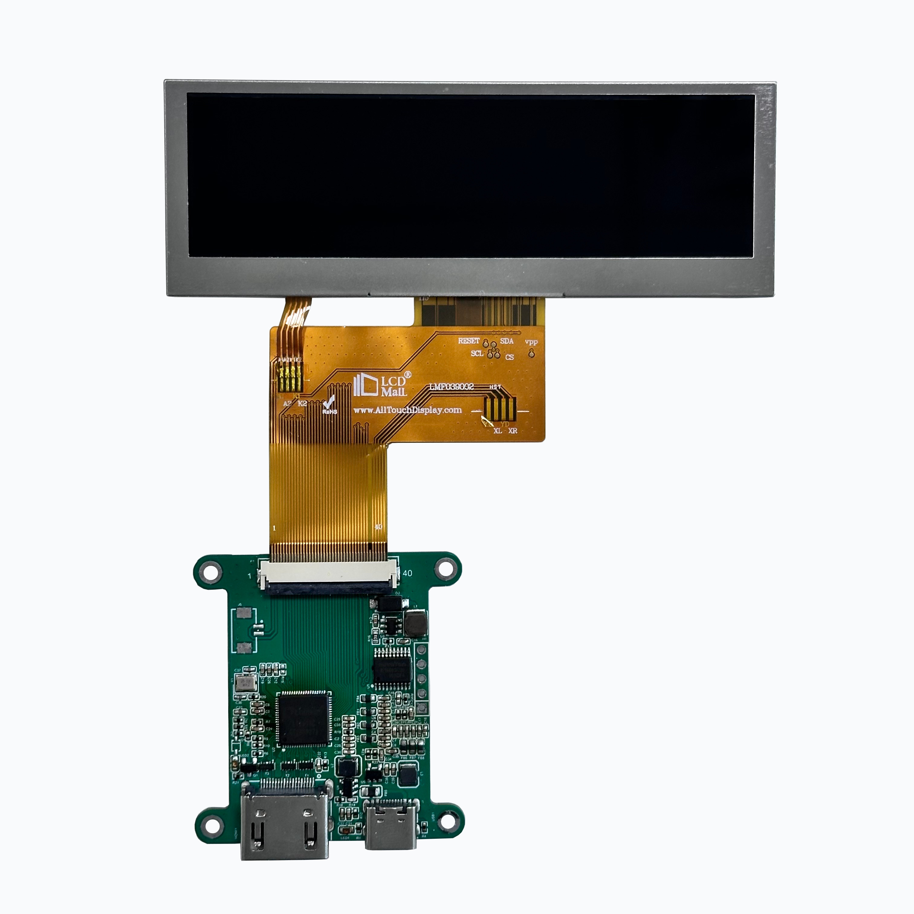 Full Viewing 3.9 Inch HDMI TFT LCD Display 480*128 Touch Screen Wide Temperature And High Brightness