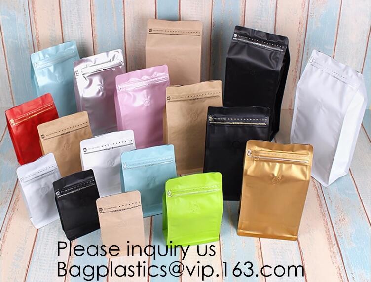 Coffee bean bag air valve kraft paper octagonal sealing aluminum foil self-supporting k bag custom coffee packagin