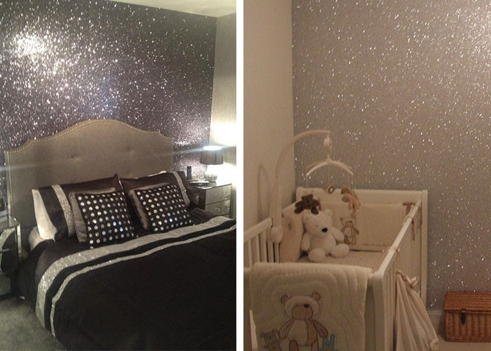 Assorted Black And Gold Glitter Wallpaper Thick Precutted Synthetic Material