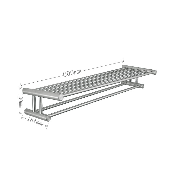 Stainless Steel 304 Towel Shelf Holder Wall Mount OEM Hotel Bathroom Towel Rack