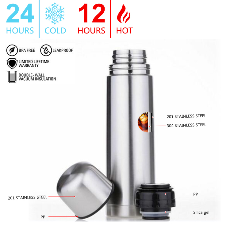 17oz Classic 304 Stainless Material Bullet Vacuum Flask Thermos Sports Water Vacuum Bottle Logo