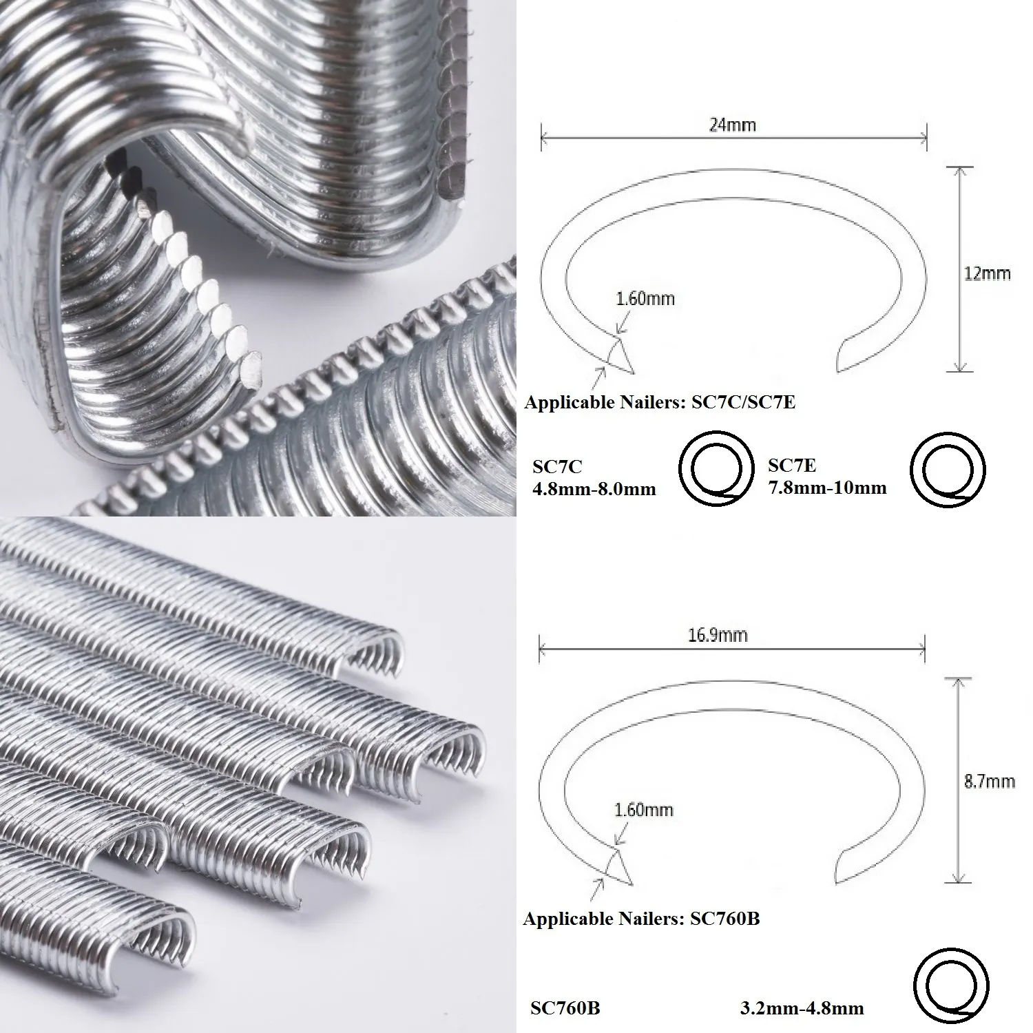 Fixing C Ring Nail Hog Ring Smooth Staples Fastener Zinc-coated Silver White Nail C Hog Ring
