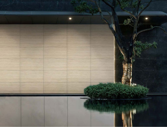 Limestone Light Yellow Matte Antique Curtain Wall Porcelain Tiles 600x1200mm For Courtyard