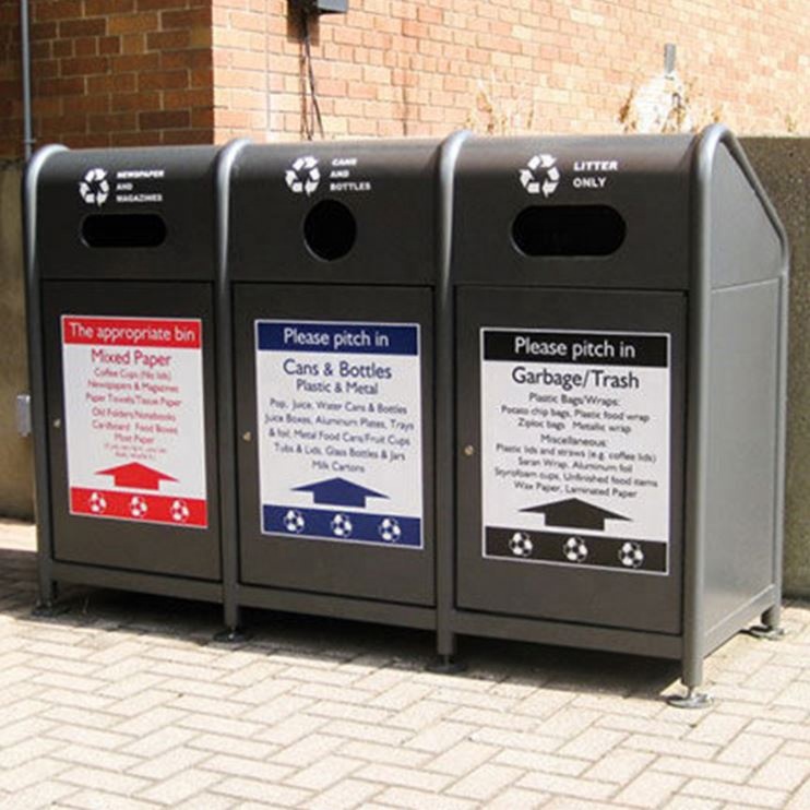 Customized Stainless Steel 45L Triple Compartment Trash Can