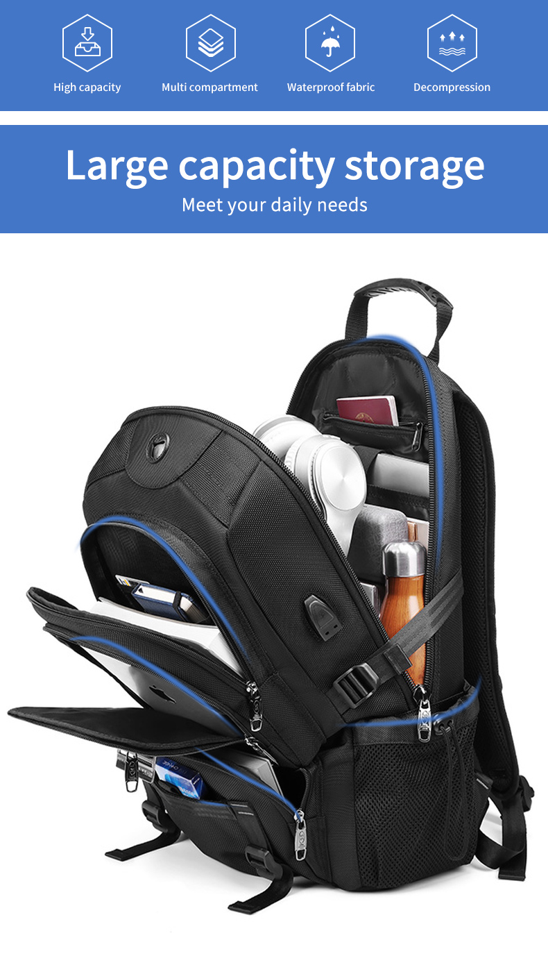 Factory New functional USB outdoor sport wholesale custom travel hiking student backpack bag laptop backpack