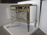 American Style Mirrored Night Stands Table With 2 Doors Beveled Edge Mirror