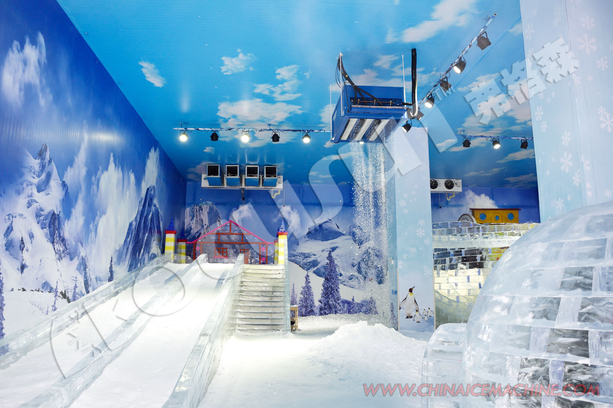 Automatic Ice Making Snow Machine Hanging on Ceiling for Stunning Snowfall Experience