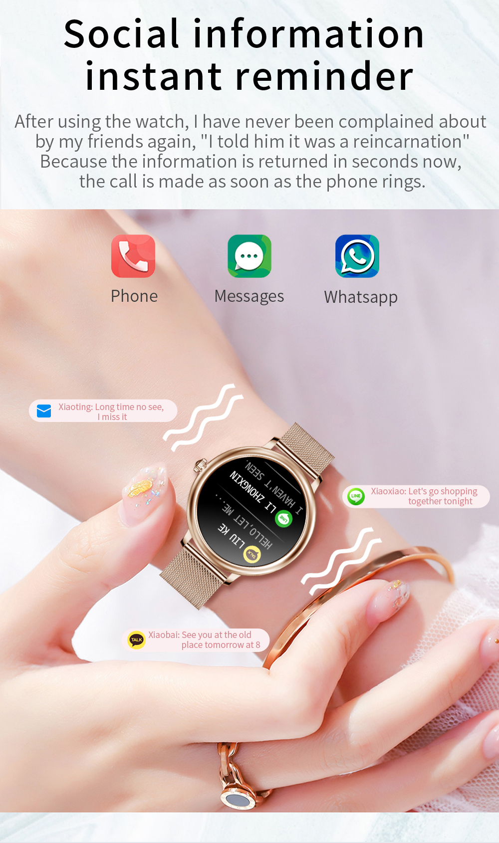 CF90 Smart Watche Customized Watch BLE Gateway Fashion Ladies Wrist Health Sleep