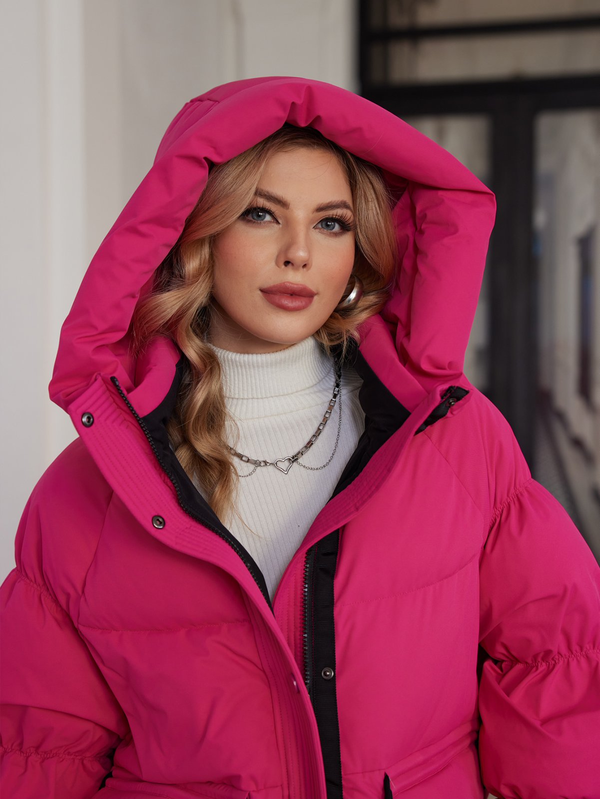 Short Length Thickened Down / Cotton Jacket Trendy Loose Style With Down Filling, modern models, bright colours, oversize, nice length, hooked women coats