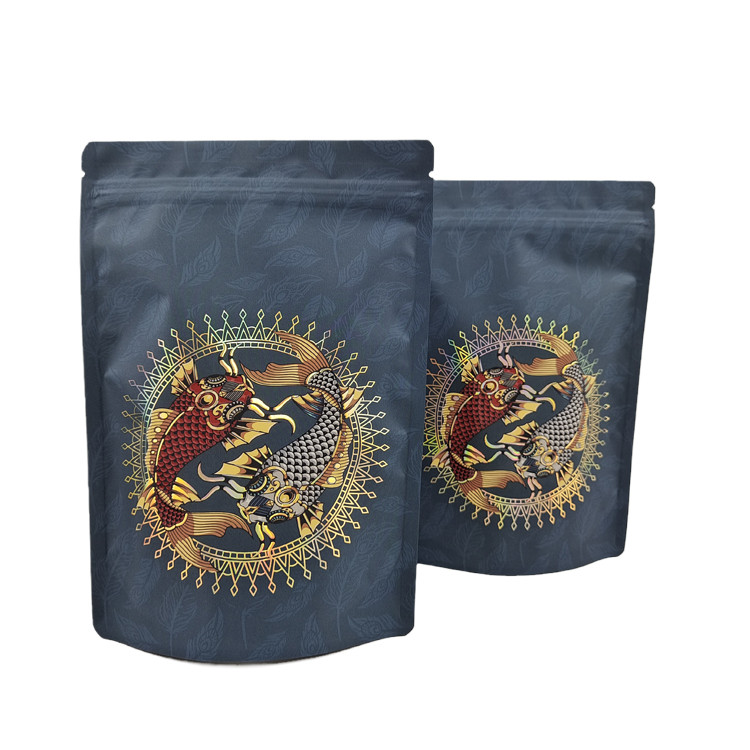 Low MOQ Custom Stand Up Zipper Coffee Pouch Aluminum Foil Resealable Mylar Bag for Protein Coffee Spice Powder