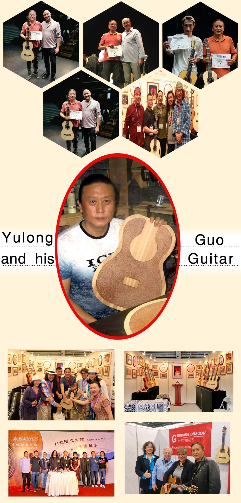 China Yulong Guo Double Top Guitar Master Concert Models with Ziricote Back and Side