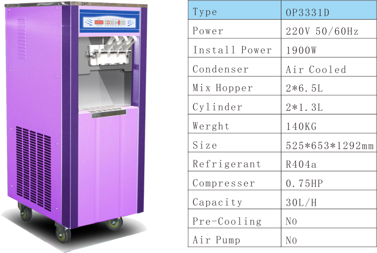 Oceanpower Economical 3 flavors Soft Ice Cream Machine OP3328D/OP3331D