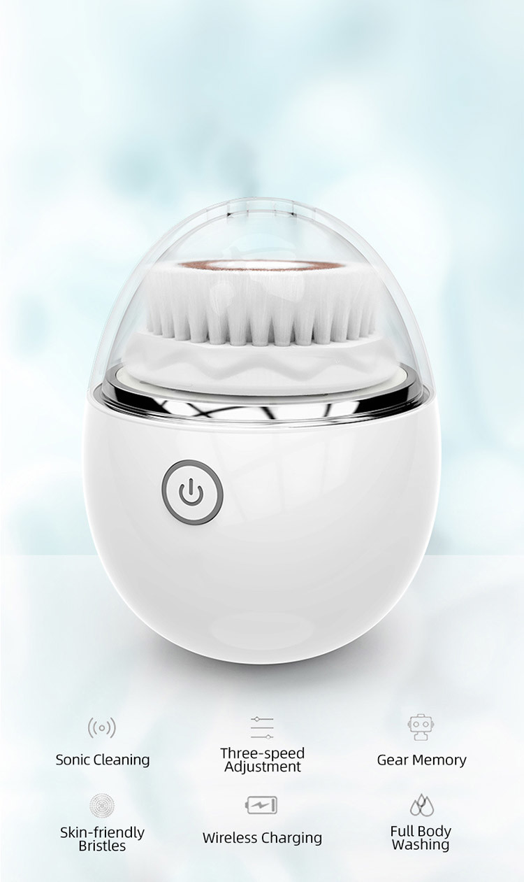 Wireless Charging IPX6 250mAh Sonic Silicone Facial Cleansing Brush