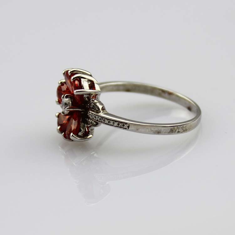 Women Jewelry 925 Silver Amethyst Cubic Zircon Flower Ring (R117)