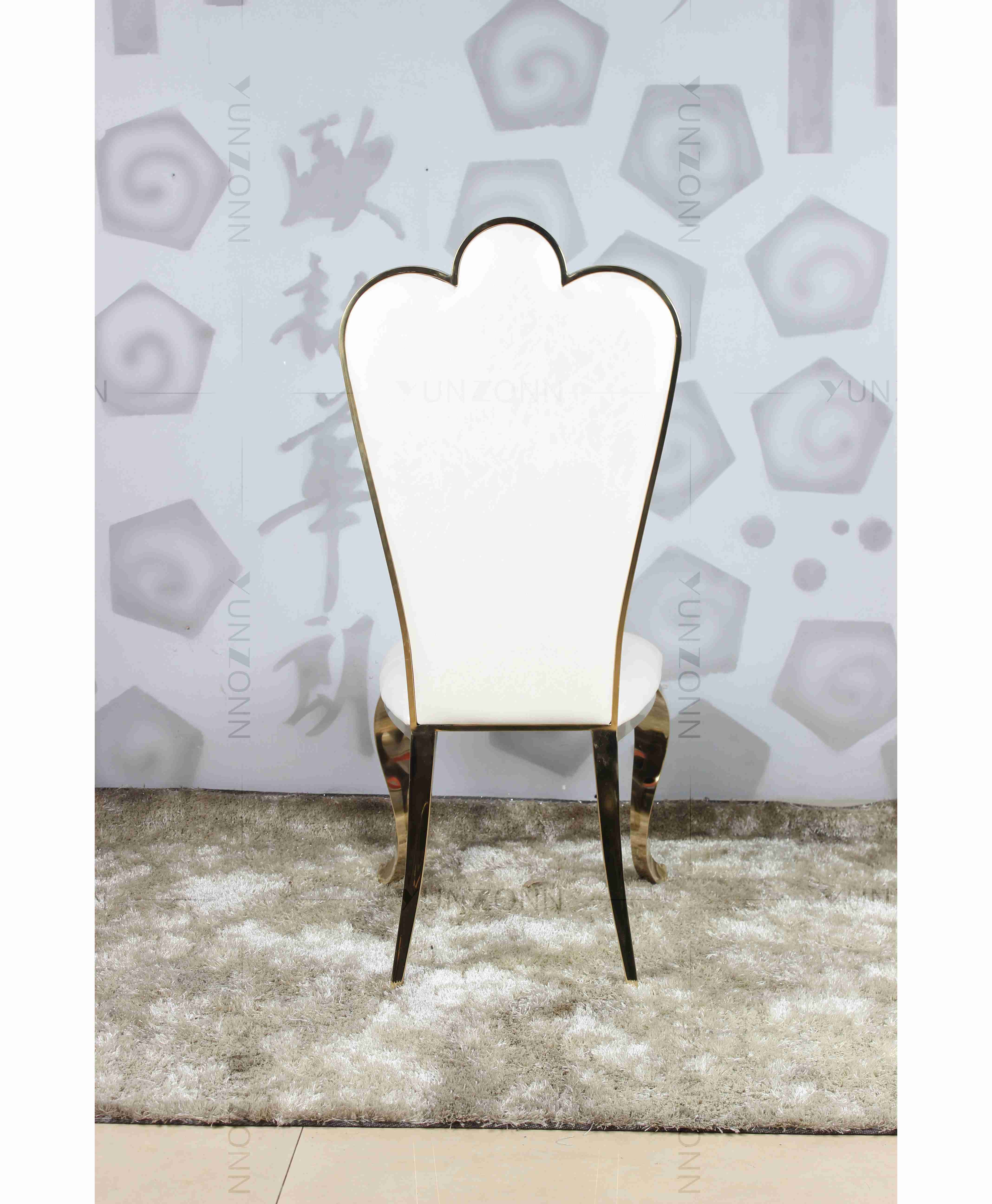 White PU wholesale banquet chairs wedding stainless steel gold chair