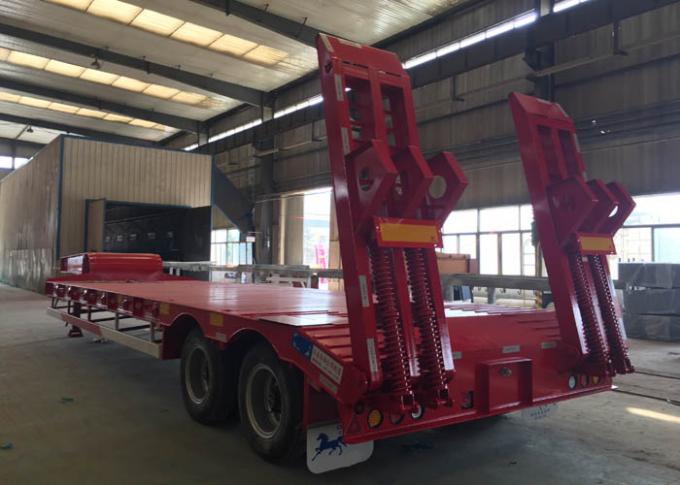 Loading Construction Machines Hydraulic Flatbed Trailer 3 Axles 80 Tons 17m