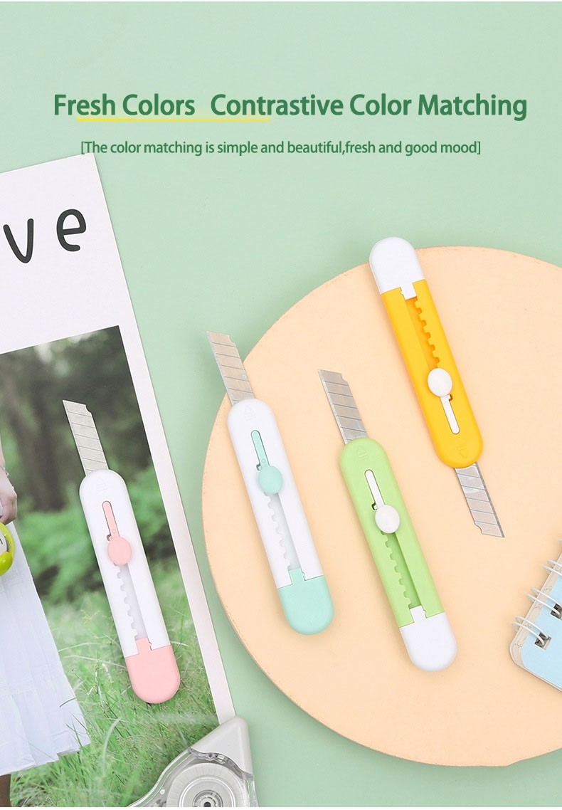 Small Cute Utility Knife Mini Paper Cutter With Safety Lock For School Handwork