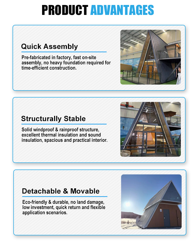 Premium Triangular Timber Modular Glamping Lodge Popular Prefab Bungalow Direct Factory Bulk Supply for Eco Campgrounds