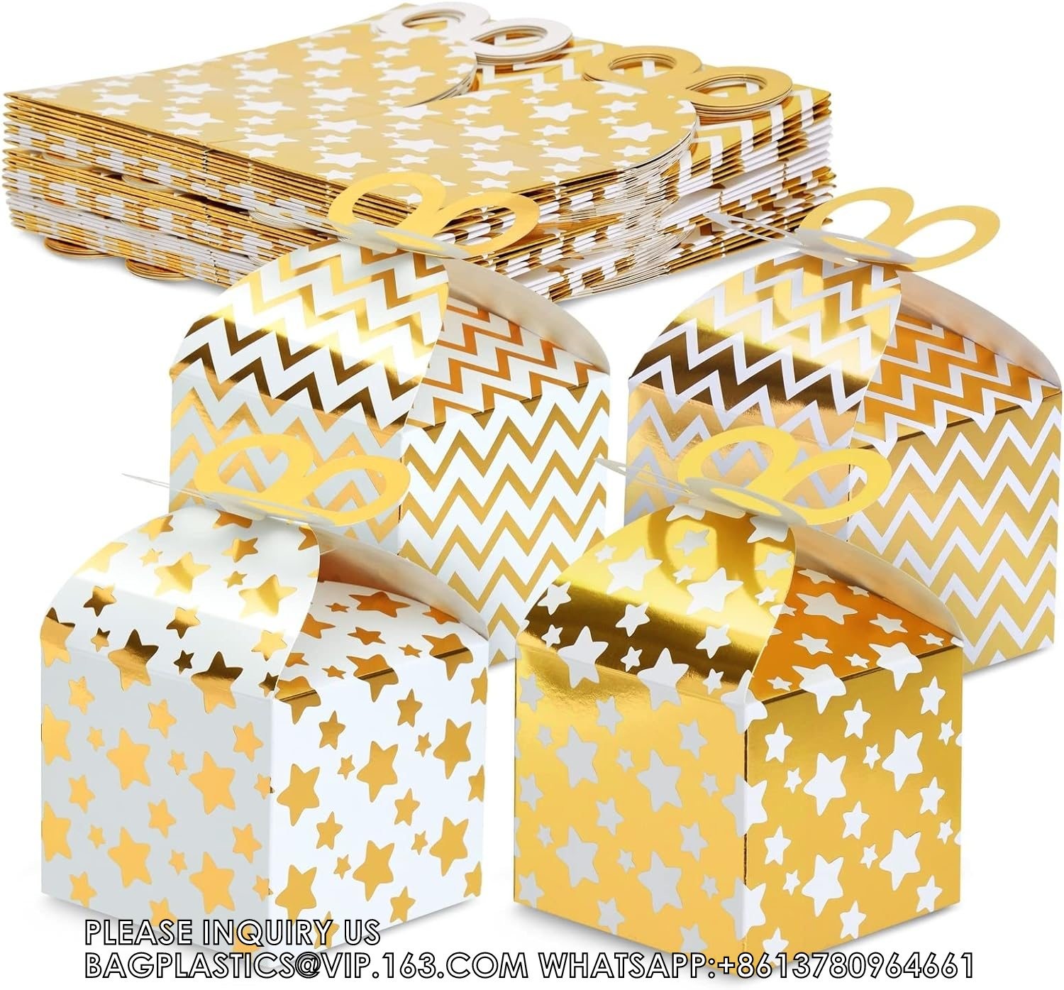 Boxes For Party Favors, Birthday, Wedding, Anniversaries, Valentines, Engagement, Gold Foil Ornament Gift Boxes