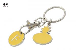 Pineapple Design Metal Key Ring , Coin Holder Keyring 23*23*1.2mm For Gift