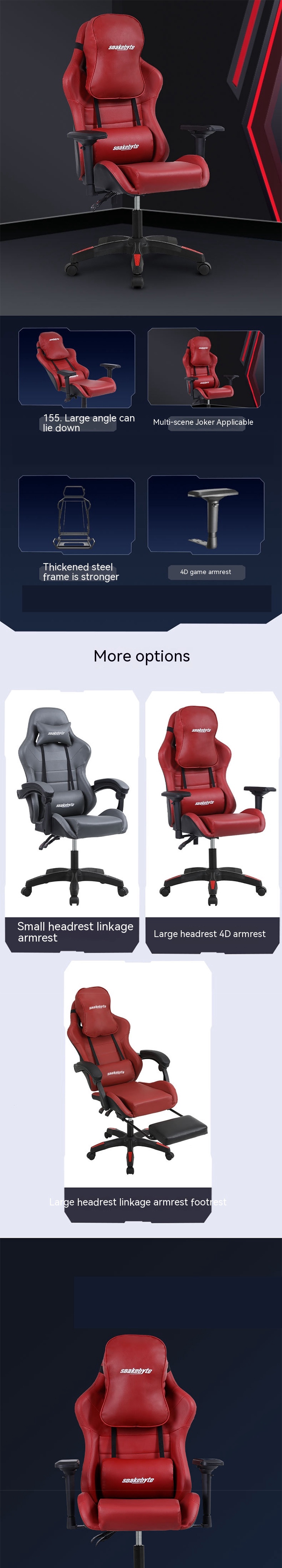 Competitive Gaming Chair with Full Backrest Height Adjustment and Ergonomic Design
