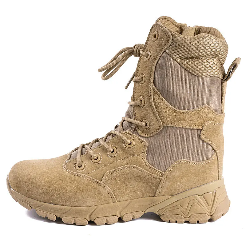 Casual Brown Army Military Boot With Heel Non-Slip High-Top Men Training