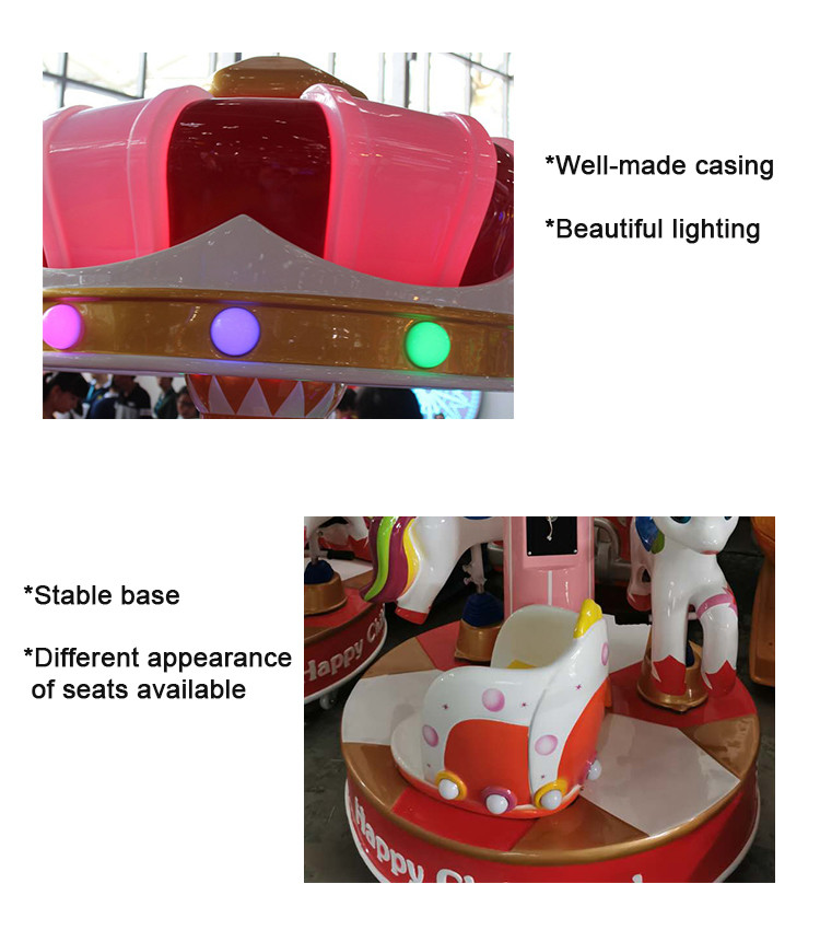 Carousel Merry Go Round Kiddie Ride 3 Seats For Indoor Amusement Park