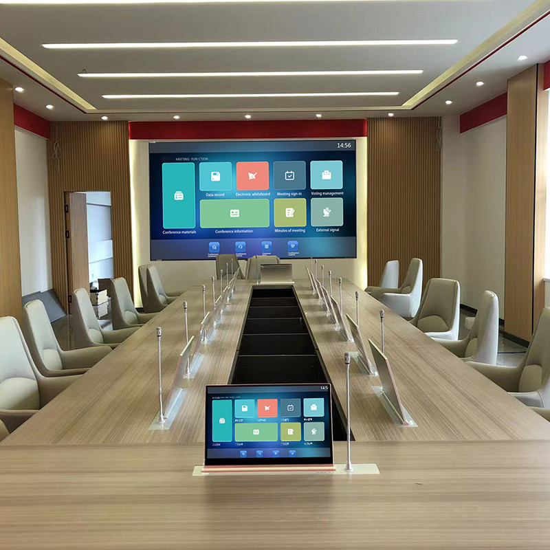Desktop Monitor Lift Meeting Room Luxury Conference System Lifting Monitor