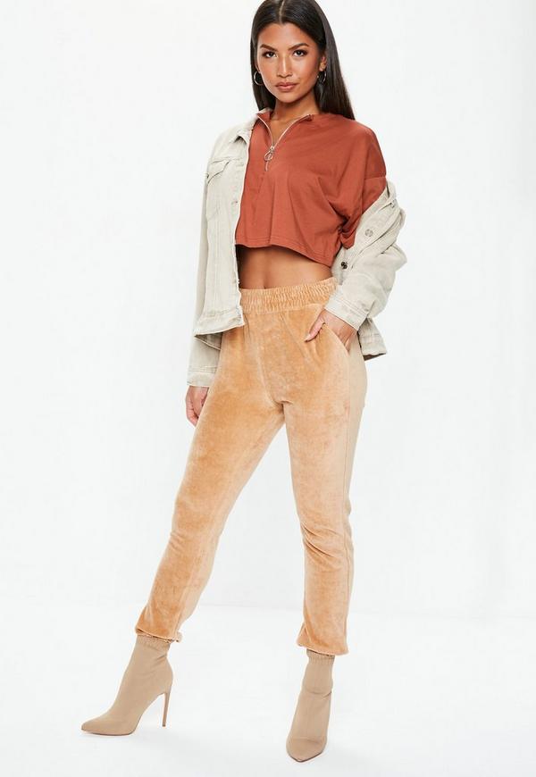 Rust Zip Front Custom Crop Top Clothing Women